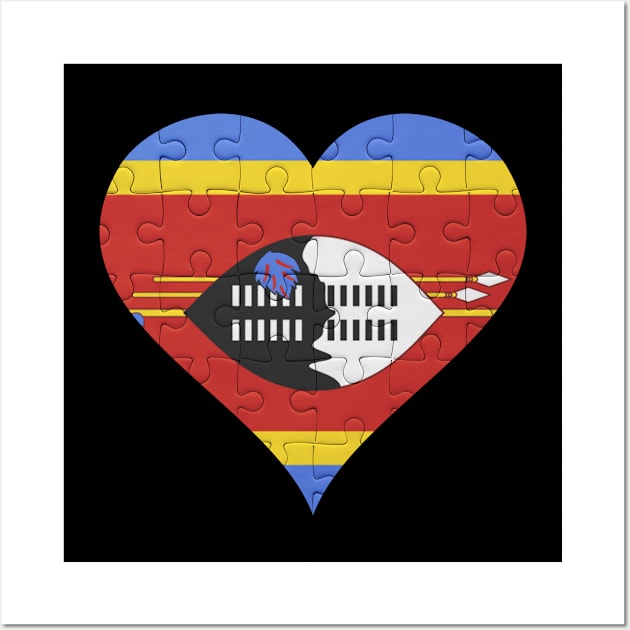 Swazilander Jigsaw Puzzle Heart Design - Gift for Swazilander With Swaziland Roots Wall Art by Country Flags